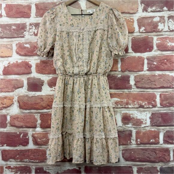 Anthropologie Blu Pepper Dress Womens Large Floral Vine Boho Chic Cottage Casual - Picture 6 of 8